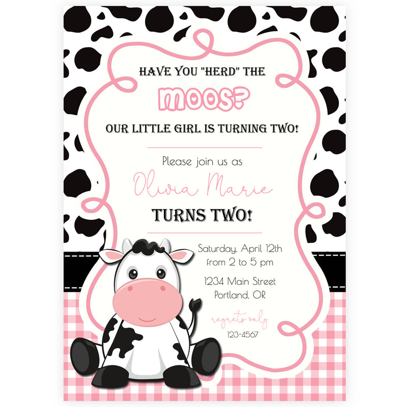 Cow Birthday Party Invitation